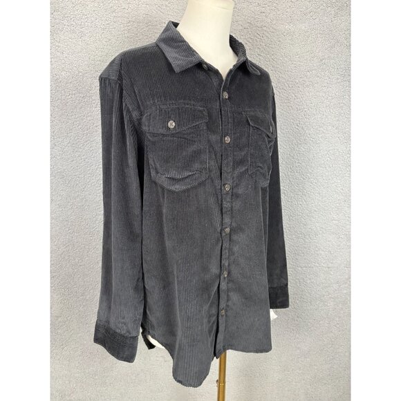 Roxy Women's Corduroy Button-Up Shirt W/Pockets Black Size Small New With Tags - Picture 3 of 8